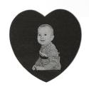 Black Granite Heart Tile - 5"