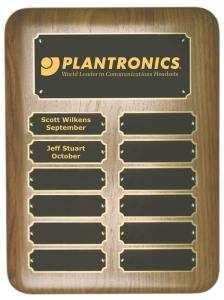 Elliptical Walnut Perpetual Plaques - 12 Plates