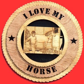Cleaning the Stable Horse 3D Wood Wall Clock