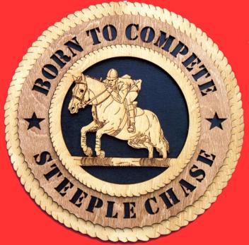Jumping Horse Steeple Chase 3D Wood Wall Clock