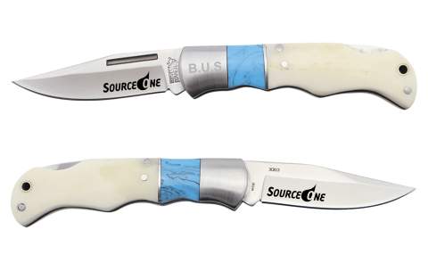 Bison River Personalized Bone Folding Knife, 2.6" blade