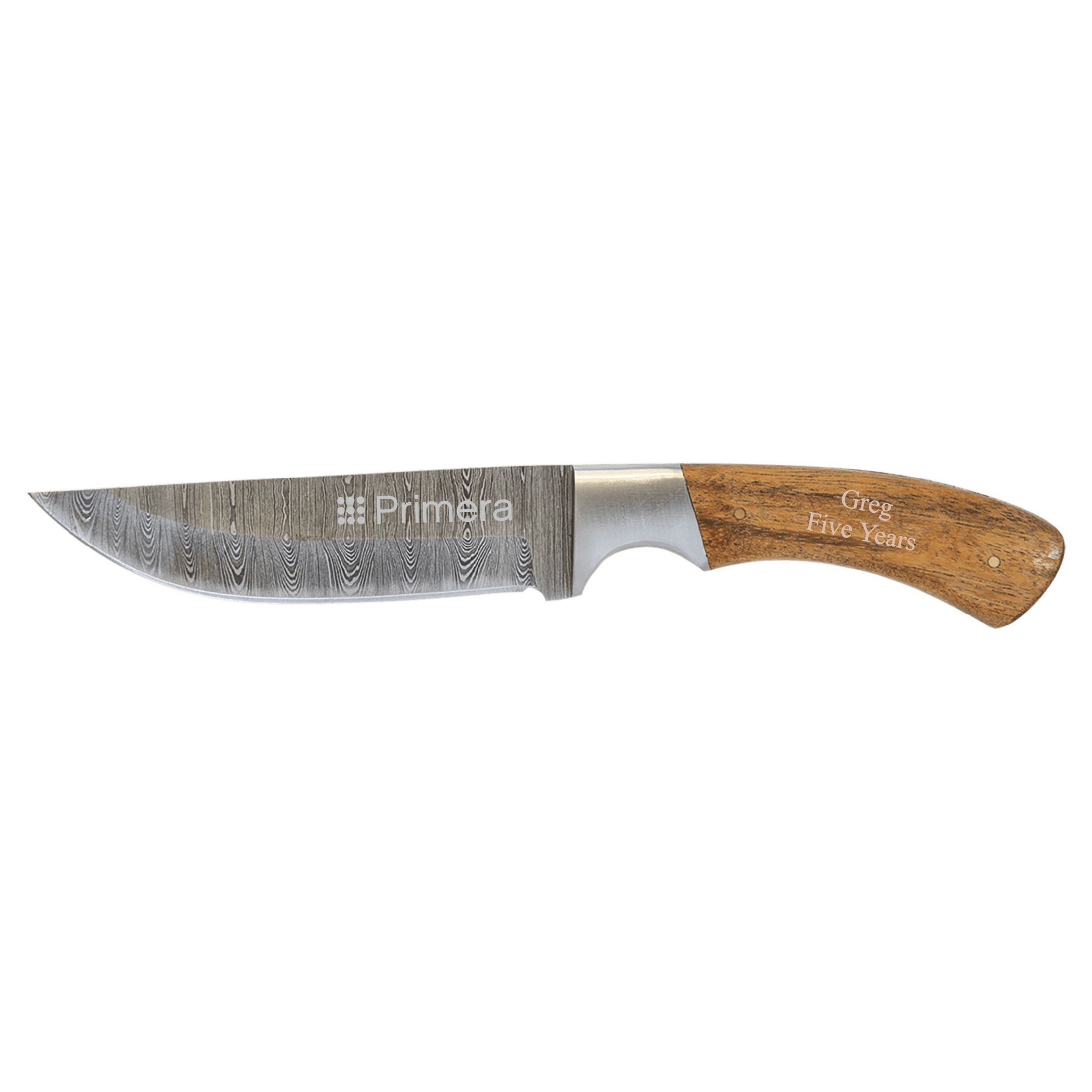 Bison River Custom Wood Handle Damascus Steel Fixed Blade Knife, 5.25" Blade