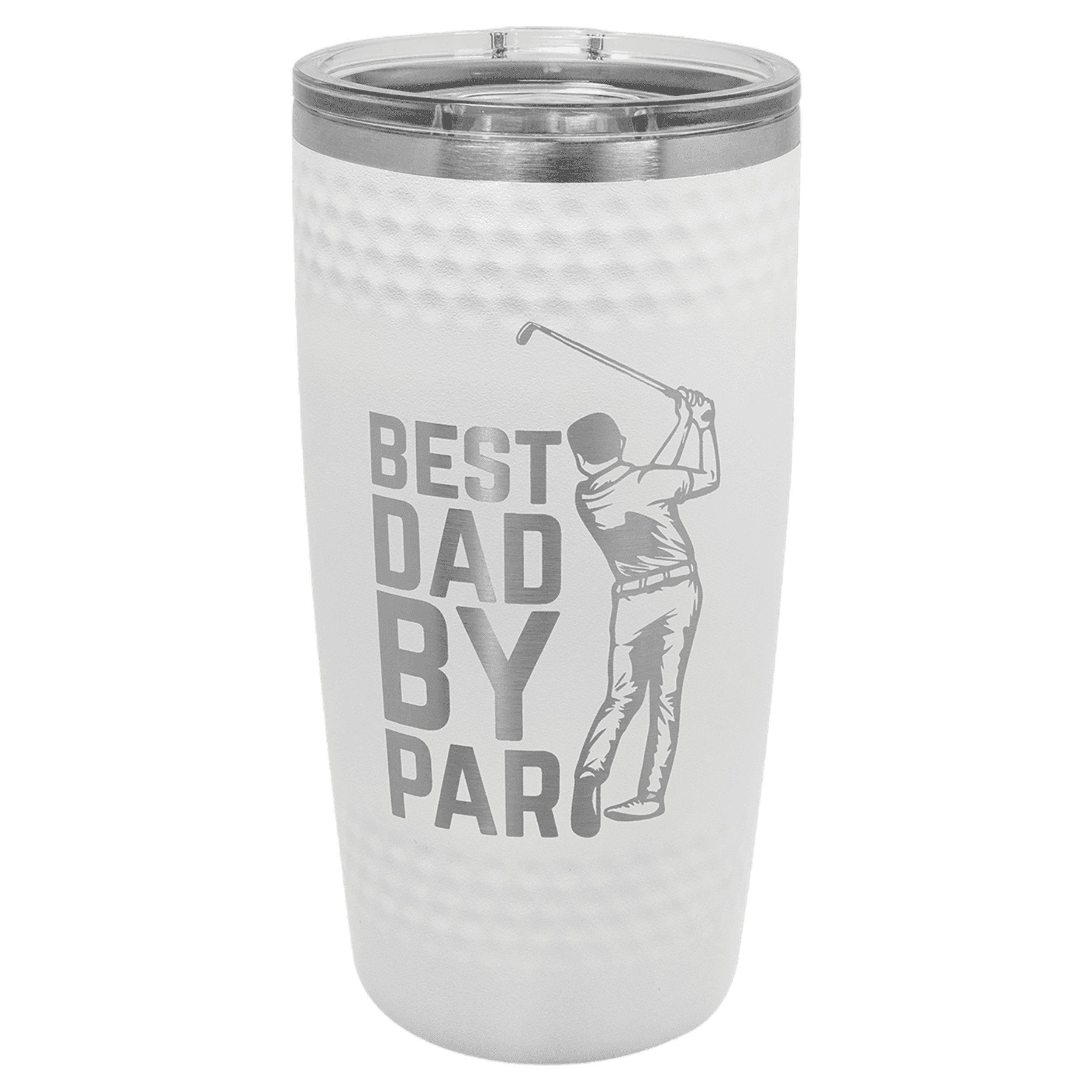 20oz Dimpled Golf Ball White Stainless Tumbler, Slider Lid