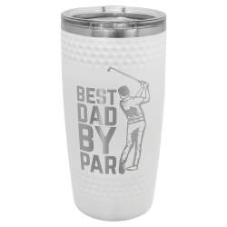 20oz Dimpled Golf Ball White Stainless Tumbler, Slider Lid