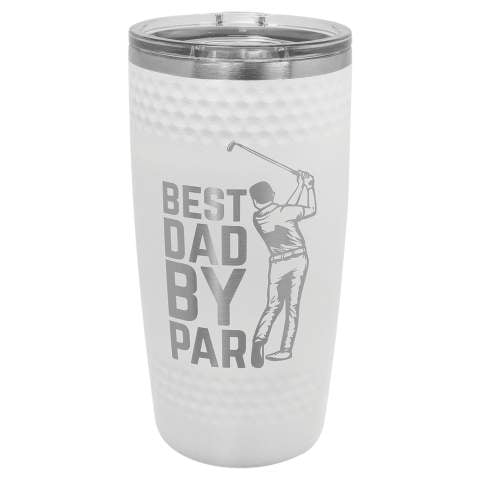 20oz Dimpled Golf Ball White Stainless Tumbler, Slider Lid