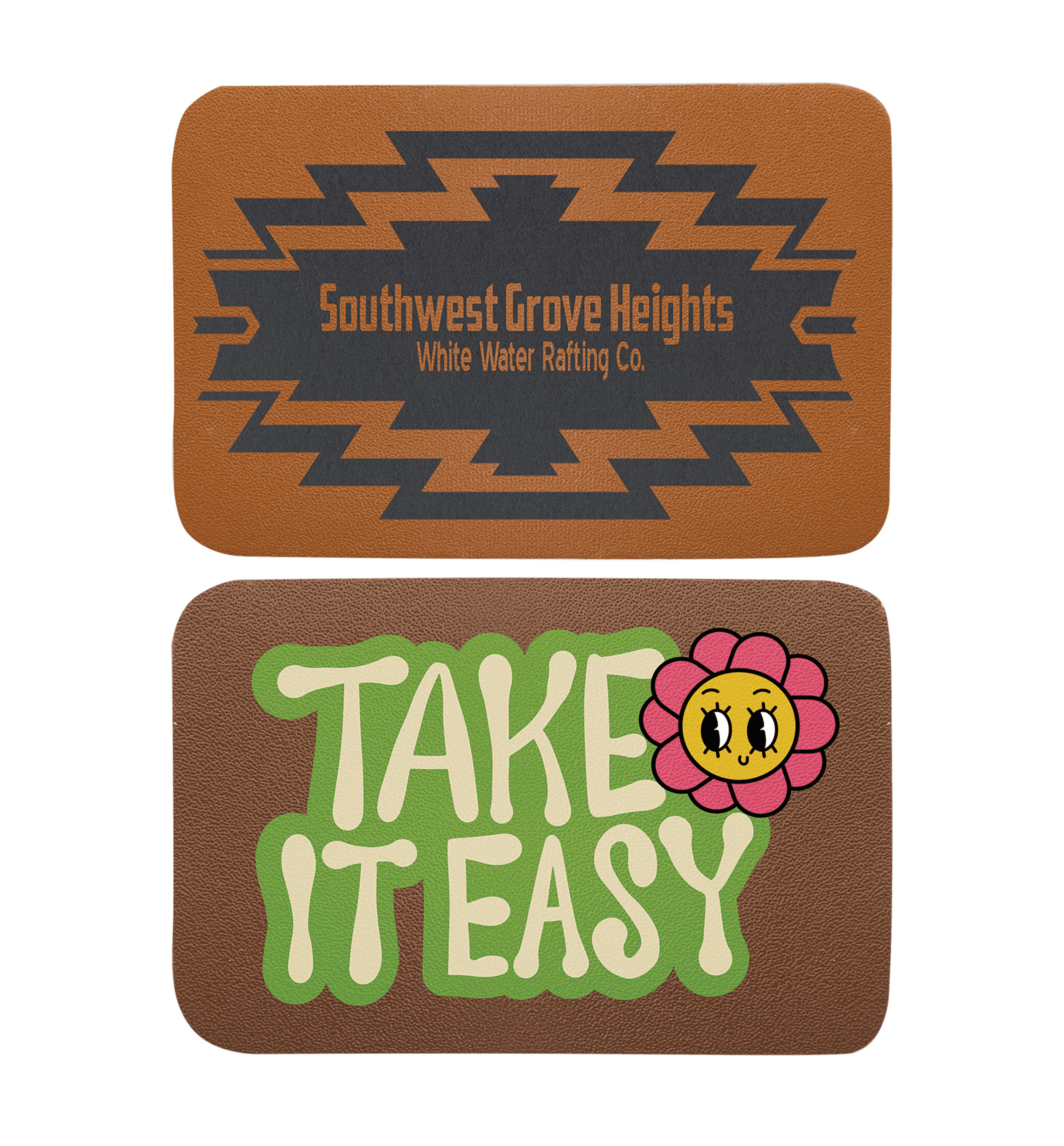 3x2" Engraved Genuine Leather Rectangle Patch