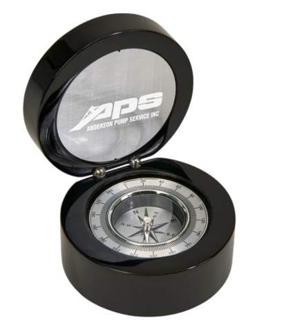 Engraved Black Desk Compass