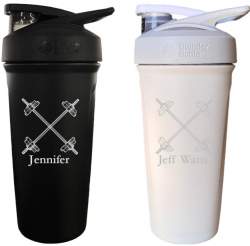Personalized Blender Cup Shaker Bottle, Crossed Barbells Design 24oz