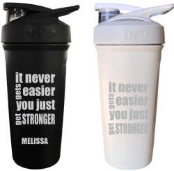 Protein Mixer Shake Bottle, Motivational Quote, It never gets easier...