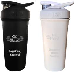 Stainless Insulated Blender Bottle Motivational Quote, Go Hard with Barbells