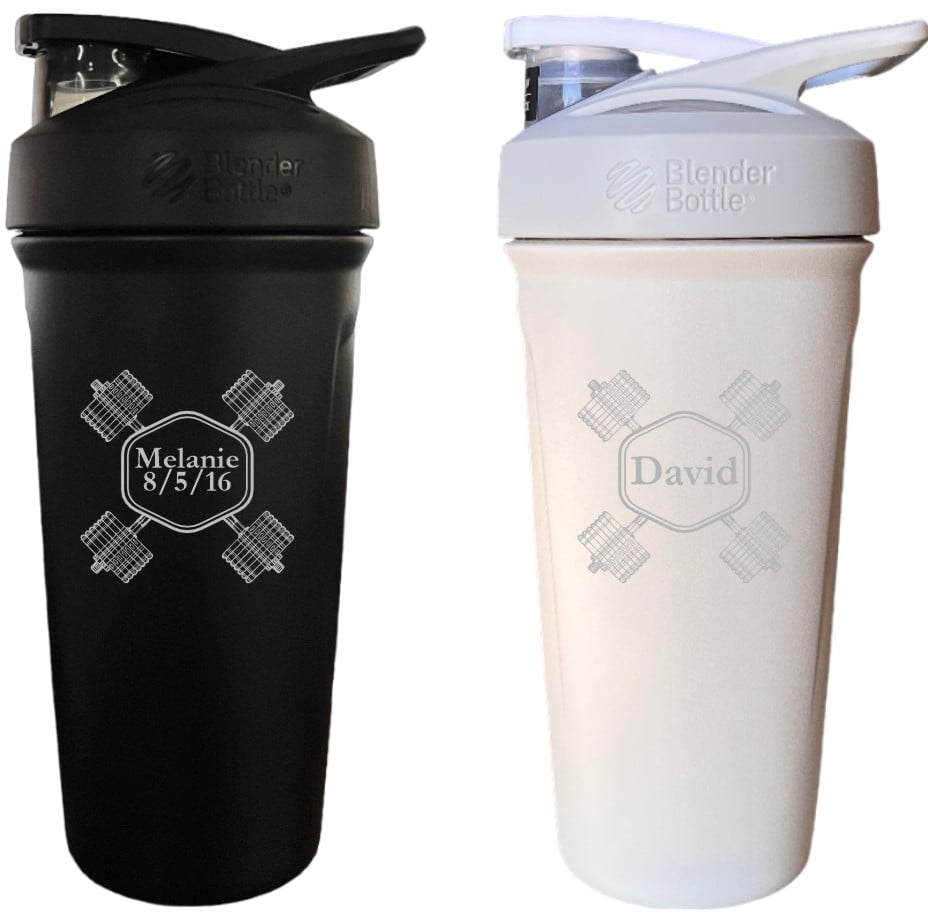 Personalized Blender Bottle With Crossed Barbells Design, Custom