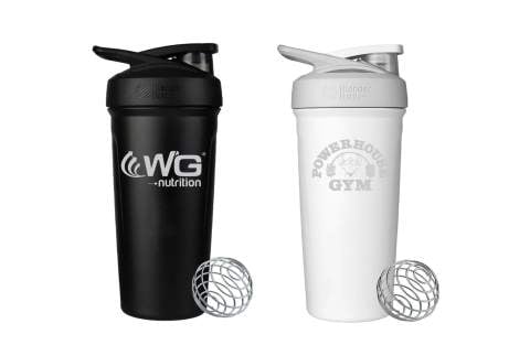 Custom Blender Bottle, Personalized Stainless Insulated Strada Protein Shaker 24oz
