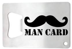 Moustache Horizontal Stainless Steel Credit Card Bottle Opener