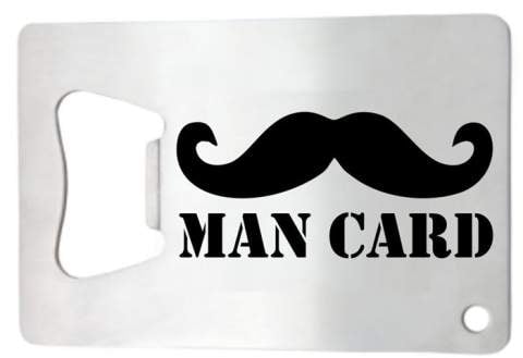 Moustache Horizontal Stainless Steel Credit Card Bottle Opener