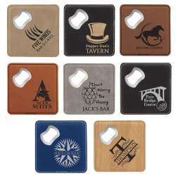 Square Leatherette Bottle Opener Coaster