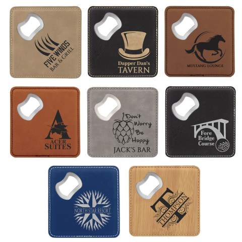 Square Leatherette Bottle Opener Coaster