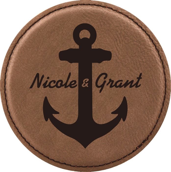 Anchor Design Leatherette Round Coaster