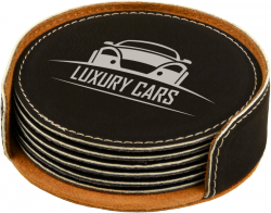 Round Leatherette Coaster Set of 6