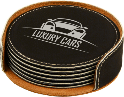 Round Leatherette Coaster Set of 6