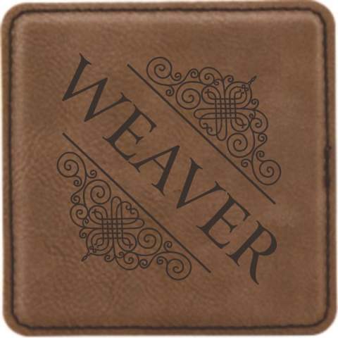Ornate Design Leatherette Square Coaster