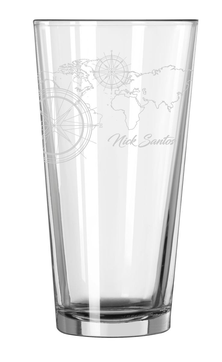 Map & Compass 16oz Glass Tumbler