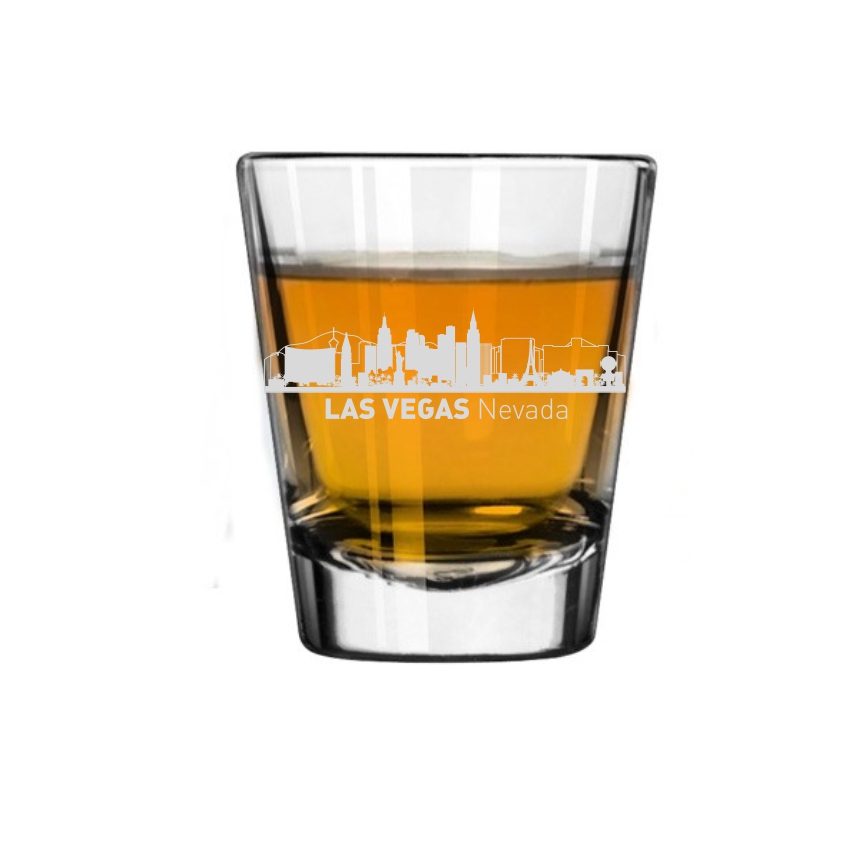 Las Vegas, Nevada City Skyline Engraved Shot Glass