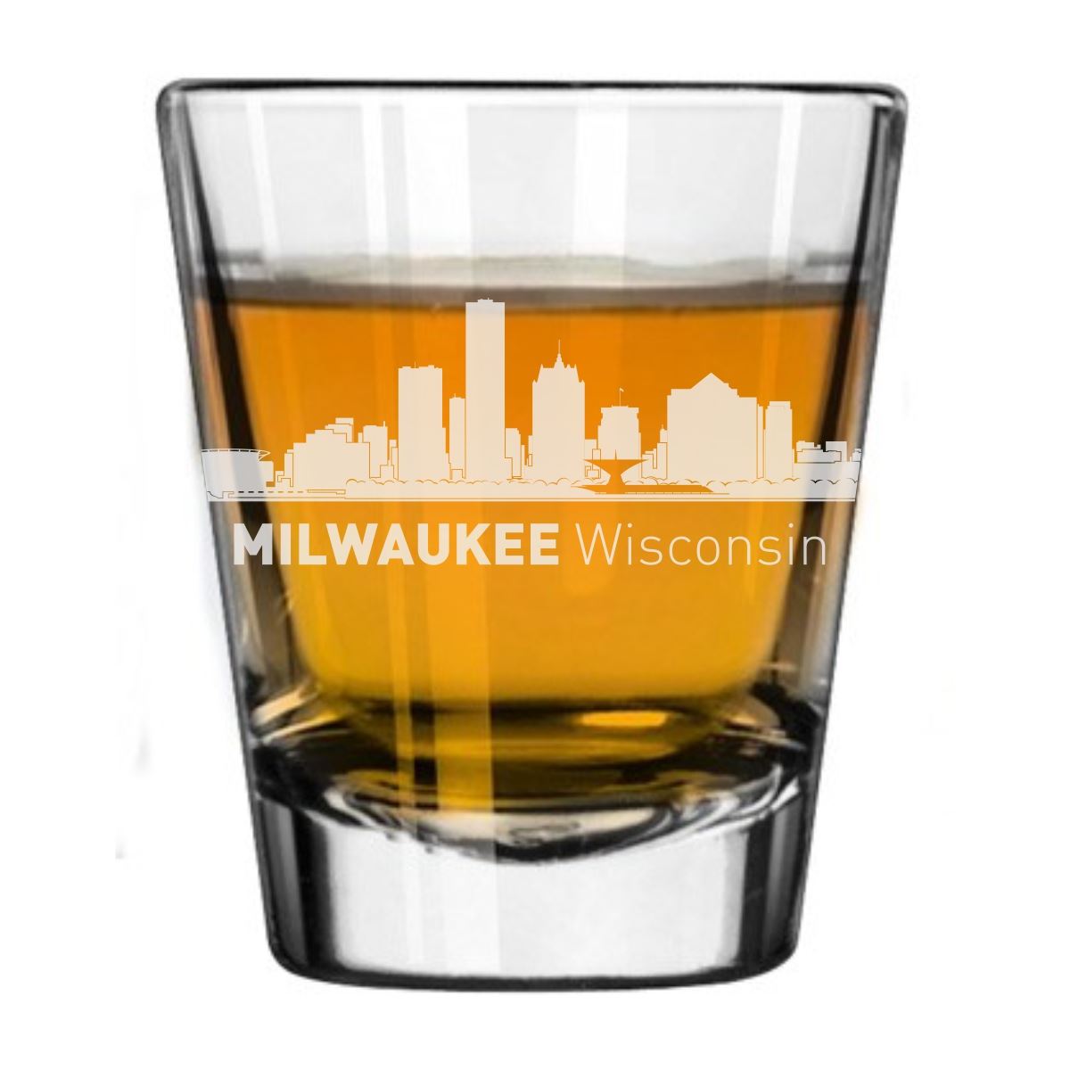 Milwaukee, Wisconsin City Skyline Engraved Shot Glass