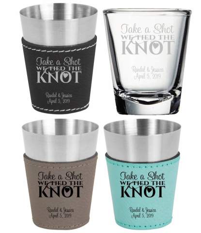 Wedding Favor Shot Glass Take a Shot, we Tied the Knot