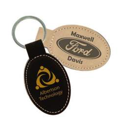 Oval Leather Keychain