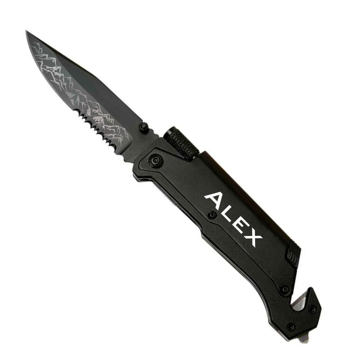 Engraved Fisherman Survival Rescue Knife Knife With Flashlight