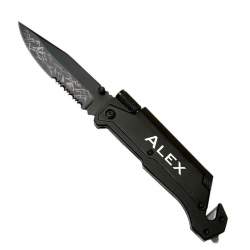 Engraved Mountain Range Survival Rescue Knife