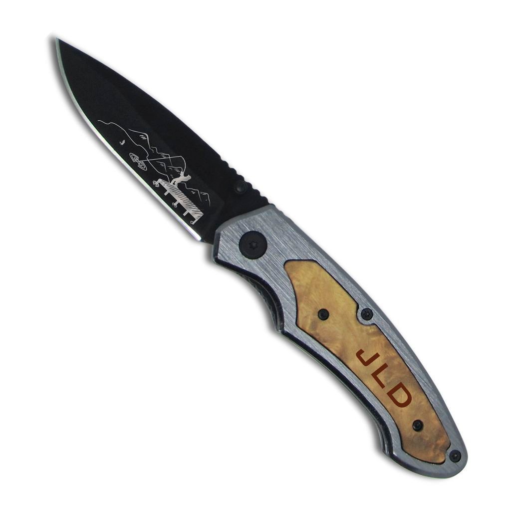 Personalized Fisherman Wood Handled Knife