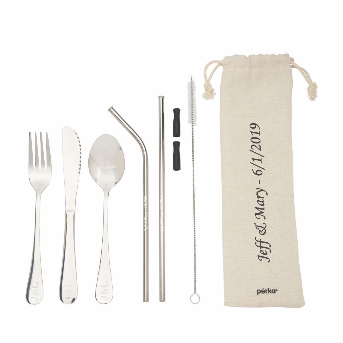 Custom 6-Piece Steel Straw & Utensil Set with Pouch