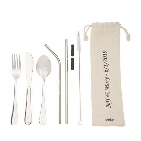 Custom 6-Piece Steel Straw & Utensil Set with Pouch
