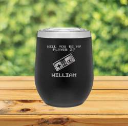 Will you be my player 2 12oz Wine Tumbler