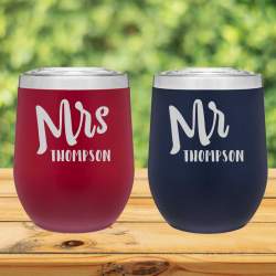 Set of 2 Mr/Mrs Personalized 12oz Insulated Tumbler