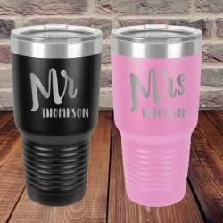 Set of 2 Mr/Mrs Personalized 30oz Insulated Tumbler