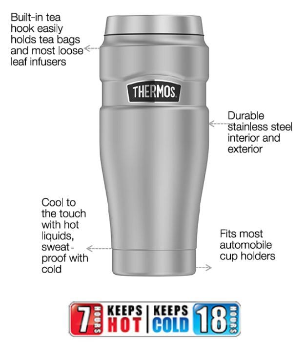 Thermos 16oz Stainless King Coffee Mug - Matte Stainless Steel