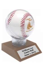 Baseball Display Stand on Cherry Finish Base