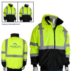 Custom Print Hi-Vis Class 3 Bomber Jacket with Zip-Out Fleece Liner