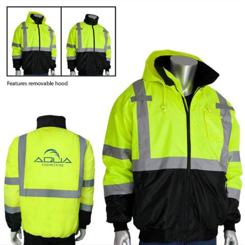 Custom Print Hi-Vis Class 3 Bomber Jacket with Zip-Out Fleece Liner