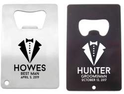 Groomsman Tux Design Credit Card Bottle Opener