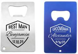 Shield Design Wedding Favor Credit Card Bottle Opener