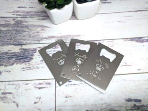 Wedding Favor with 4 Hearts Design Credit Card Opener