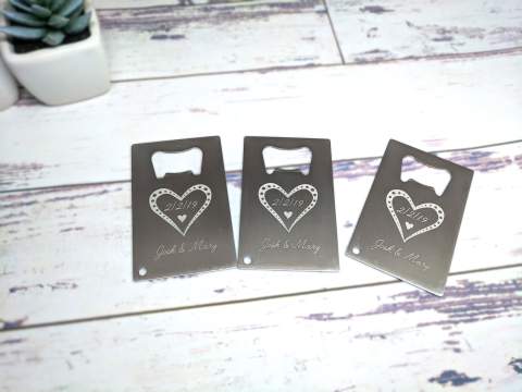 Wedding Favor with 2 hearts Credit Card Opener