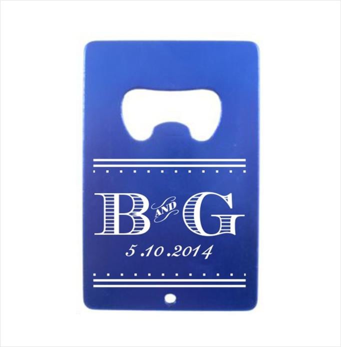 Initials Colored Credit Card Bottle Opener