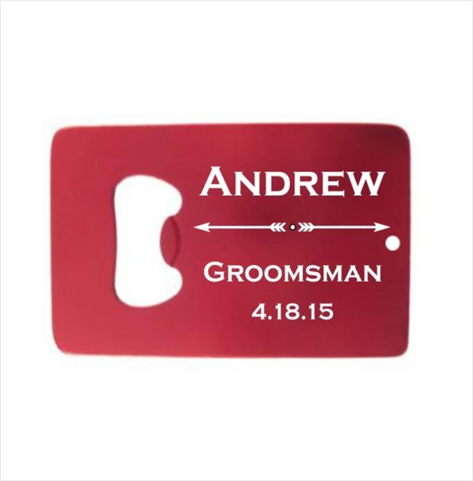 Groomsman Arrows Colored Credit Card Bottle Opener
