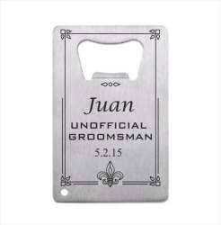 Fleur de lis Stainless Steel Credit Card Bottle Opener