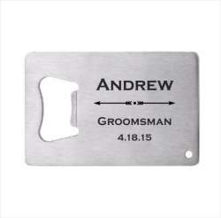 Groomsman Arrows Stainless Steel Credit Card Bottle Opener
