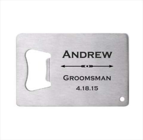 Groomsman Arrows Stainless Steel Credit Card Bottle Opener